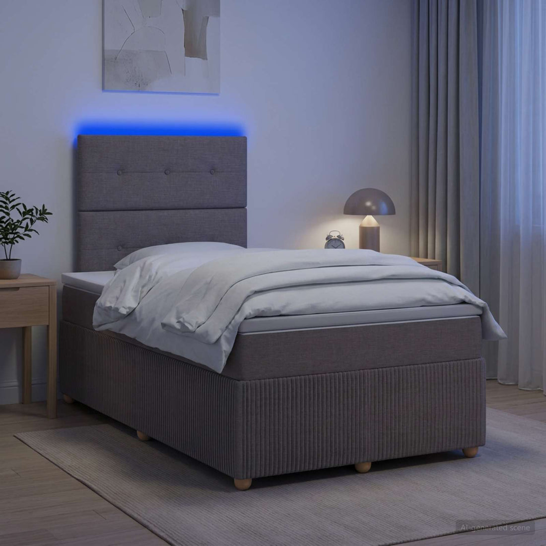 vidaXL Cama de muelles con LED y colchón Topo 120 x 190 cm Tela