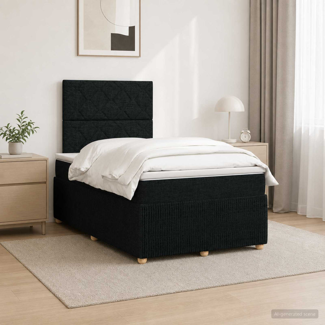 vidaXL Cama de muelles con LED y colchón Negro 120 x 200 cm Tela