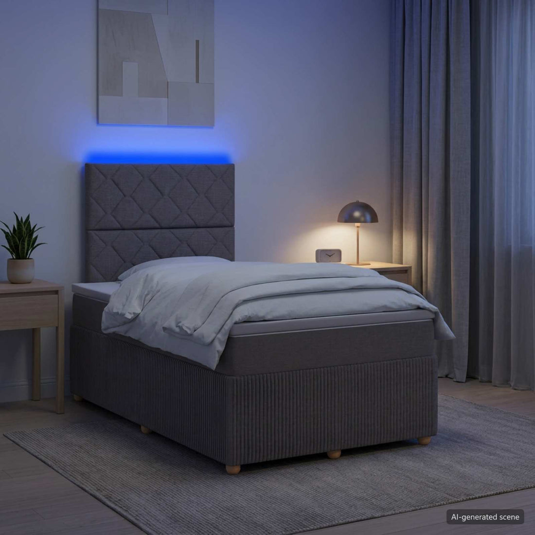 vidaXL Cama de muelles con LED y colchón Topo 120 x 200 cm Tela