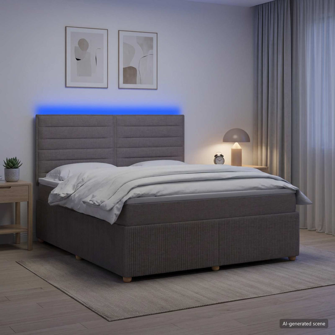 vidaXL Cama de muelles con LED y colchón Topo 140 x 200 cm Tela