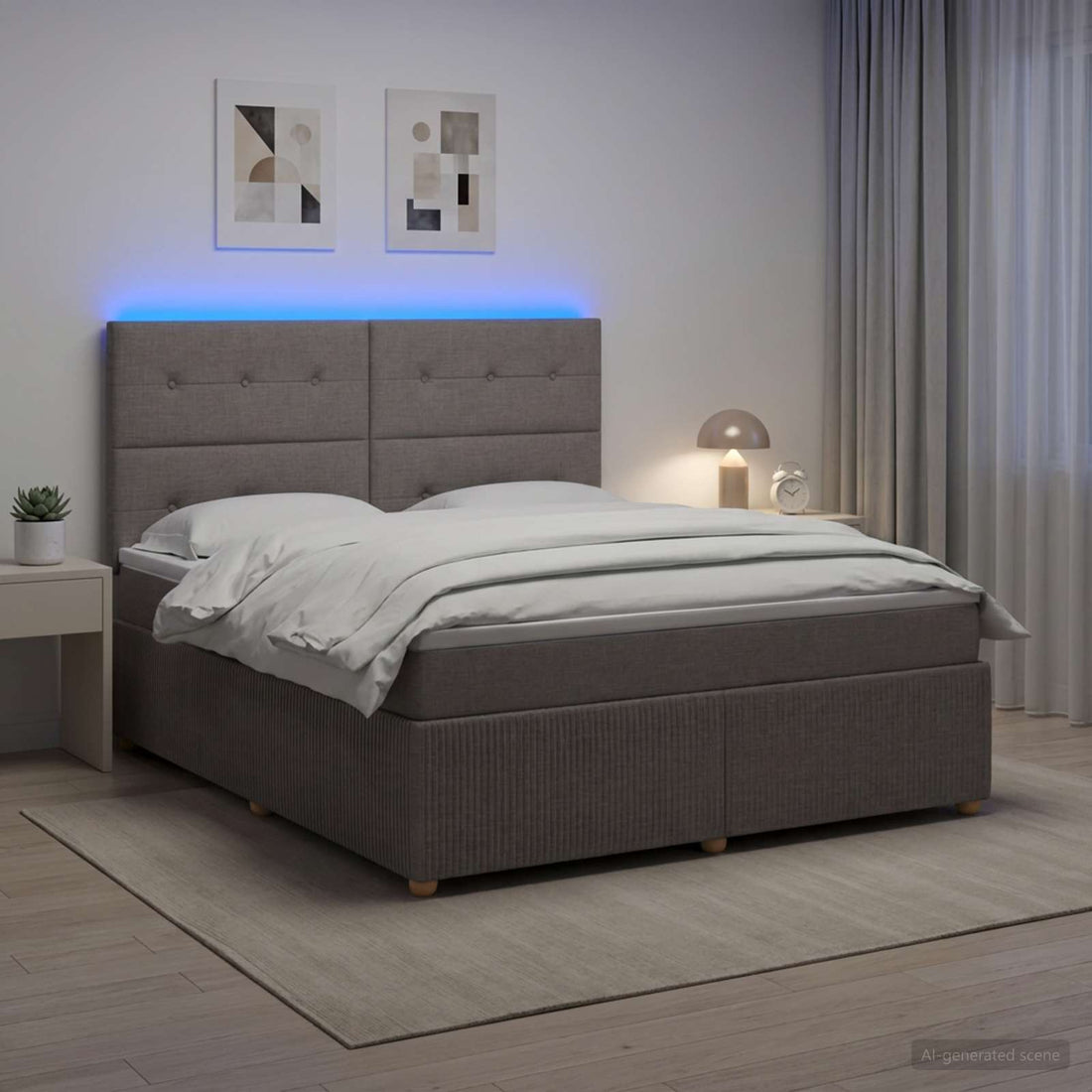 vidaXL Cama de muelles con LED y colchón Topo 140 x 190 cm Tela