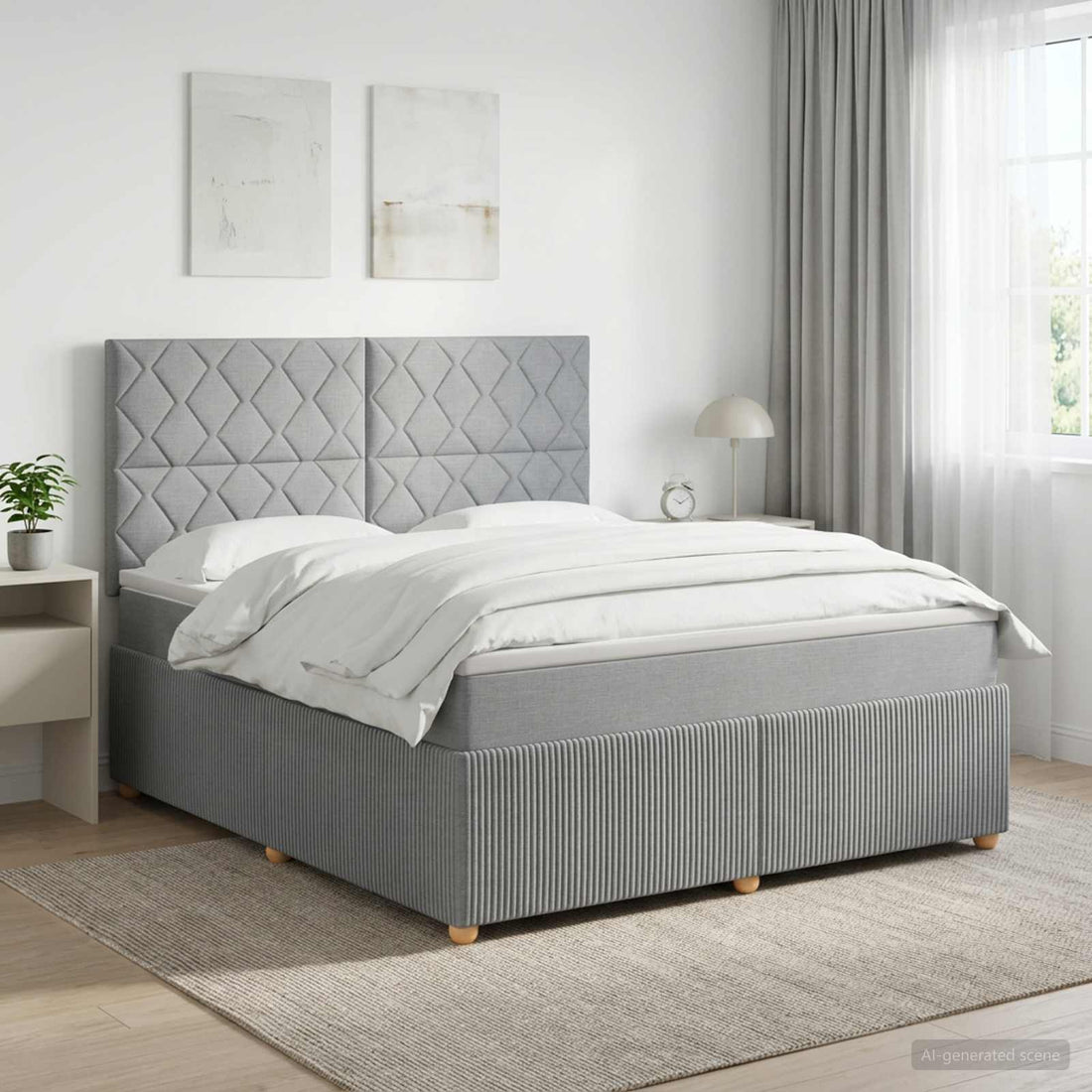 vidaXL Cama de muelles con LED y colchón Gris Claro 140 x 200 cm Tela