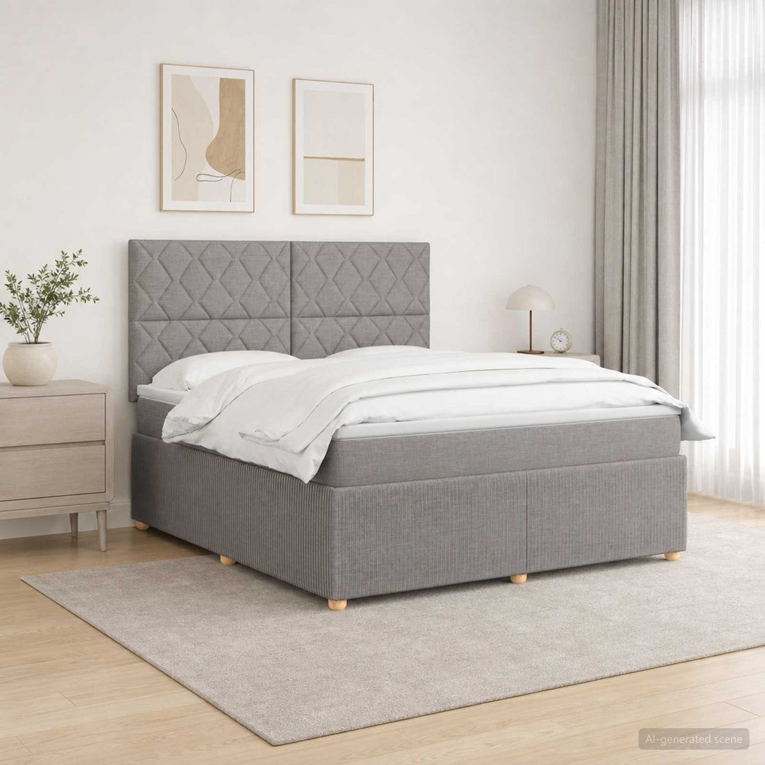 vidaXL Cama de muelles con LED y colchón Topo 160 x 200 cm Tela