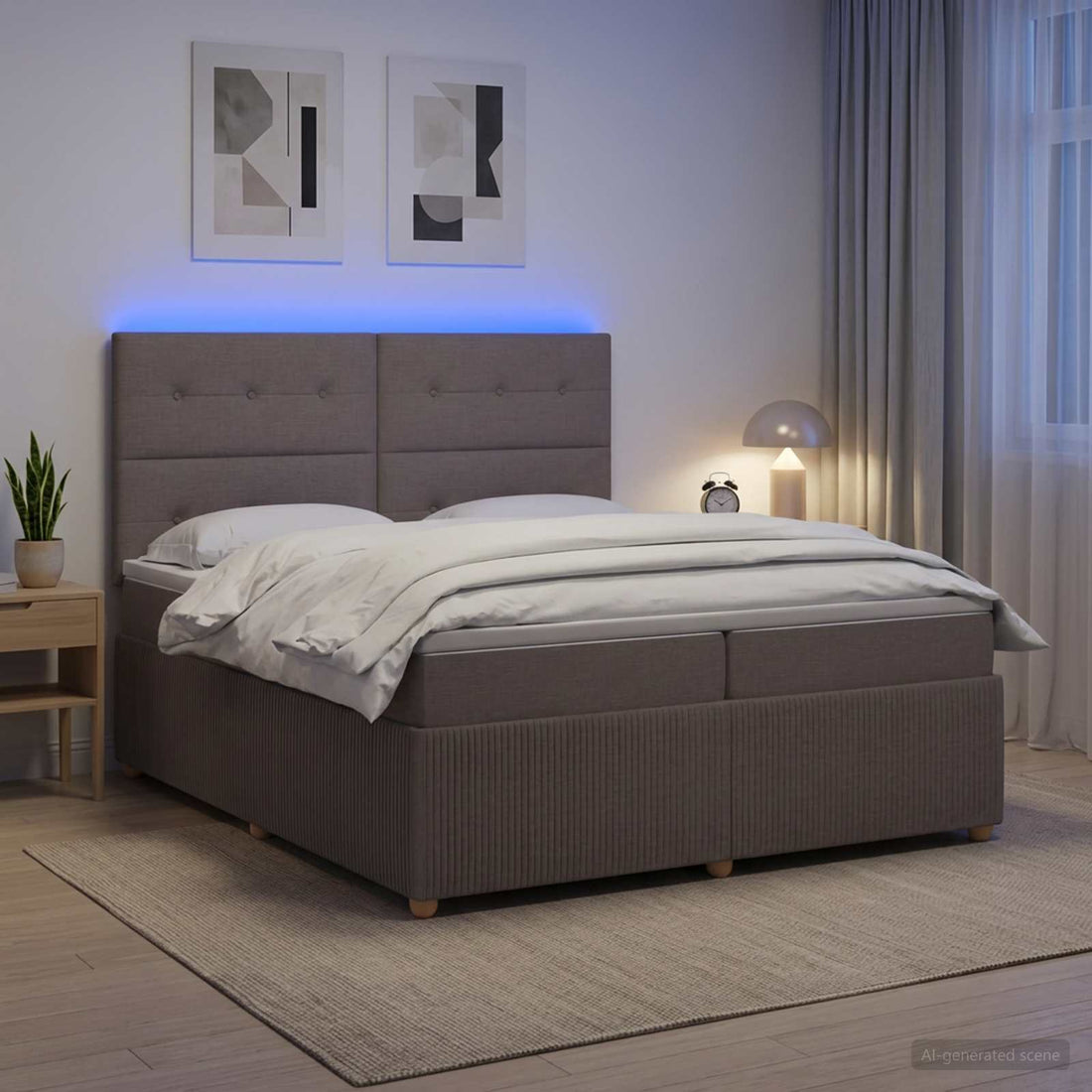 vidaXL Cama de muelles con LED y colchón Topo 200 x 200 cm Tela