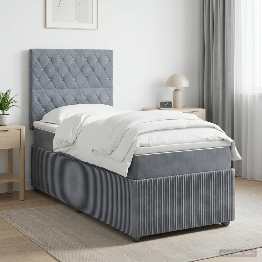 vidaXL Cama de muelles con LED y colchón Gris oscuro 90 x 190 cm