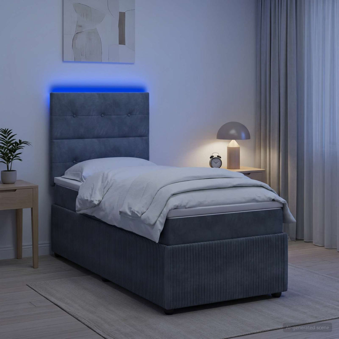 vidaXL Cama de muelles con LED y colchón Gris oscuro 80 x 200 cm