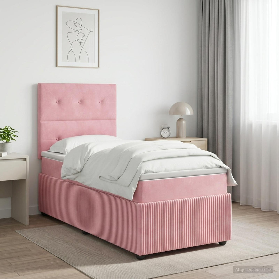 vidaXL Cama de muelles con LED y colchón Rosa 80 x 200 cm Terciopelo