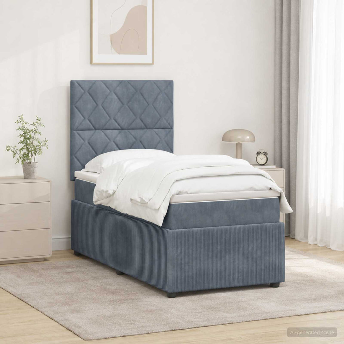 vidaXL Cama de muelles con LED y colchón Gris oscuro 90 x 190 cm