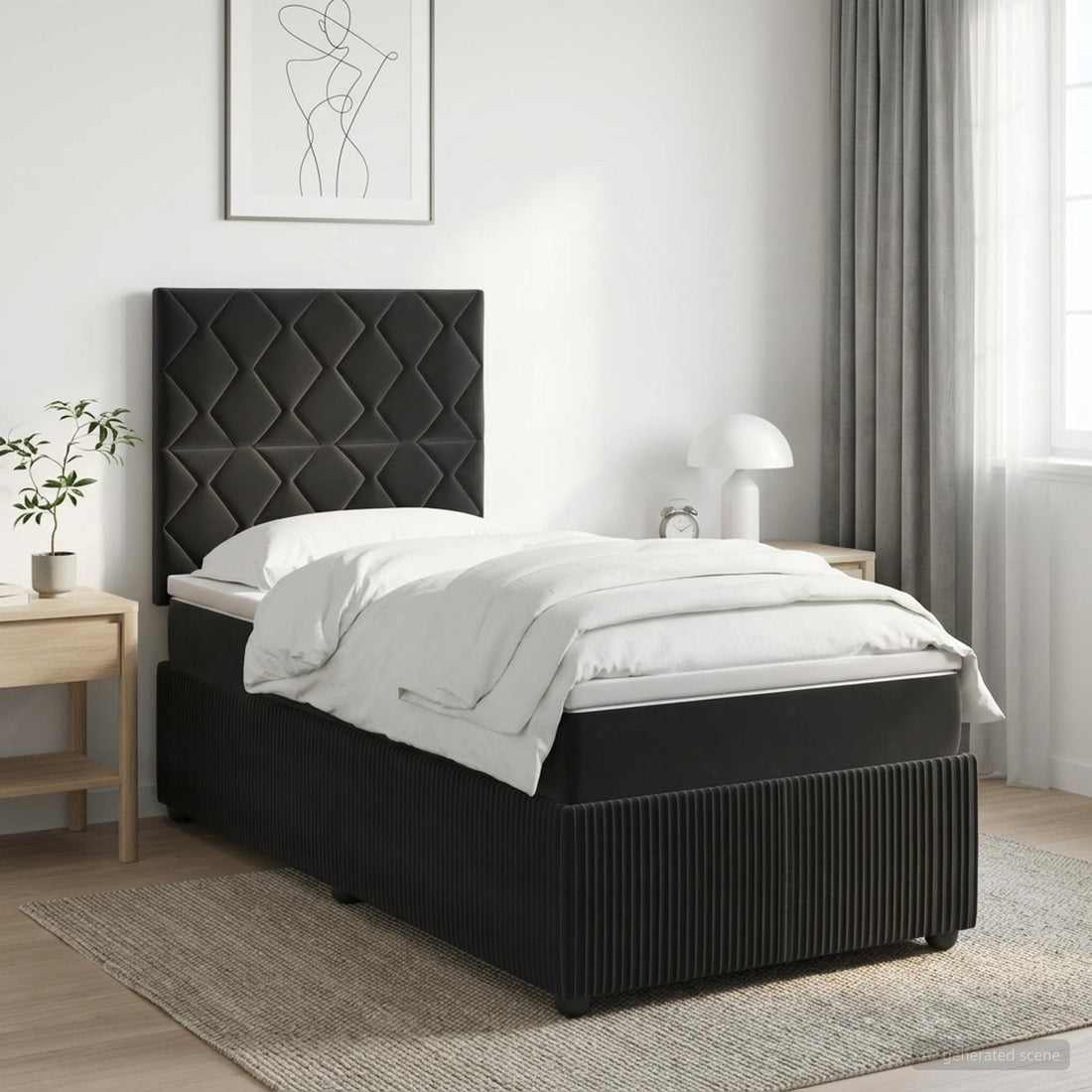 vidaXL Cama de muelles con LED y colchón Negro 80 x 200 cm Terciopelo