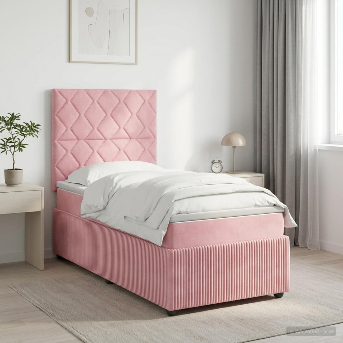 vidaXL Cama de muelles con LED y colchón Rosa 80 x 200 cm Terciopelo