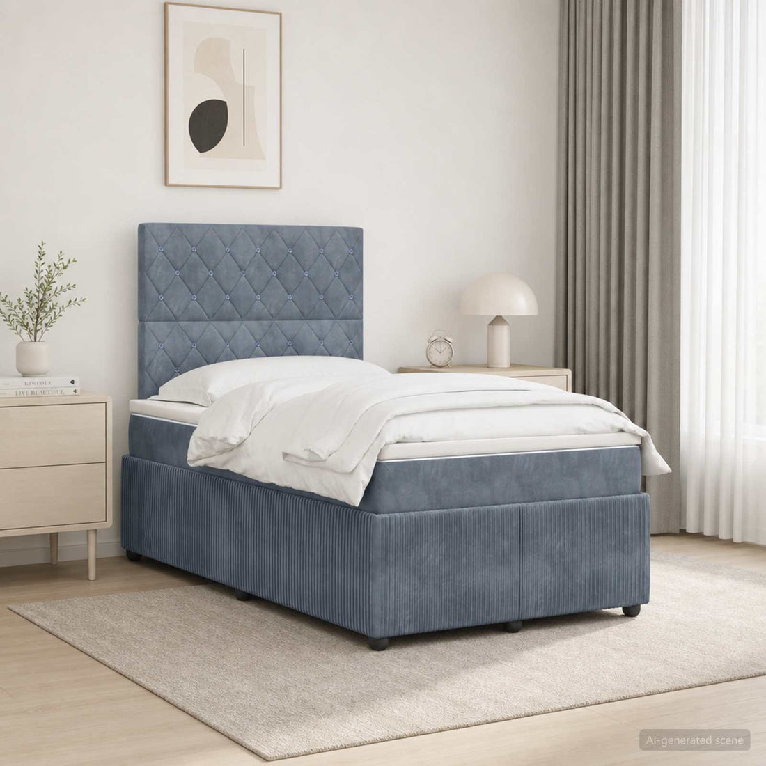 vidaXL Cama de muelles con LED y colchón Gris oscuro 120 x 190 cm