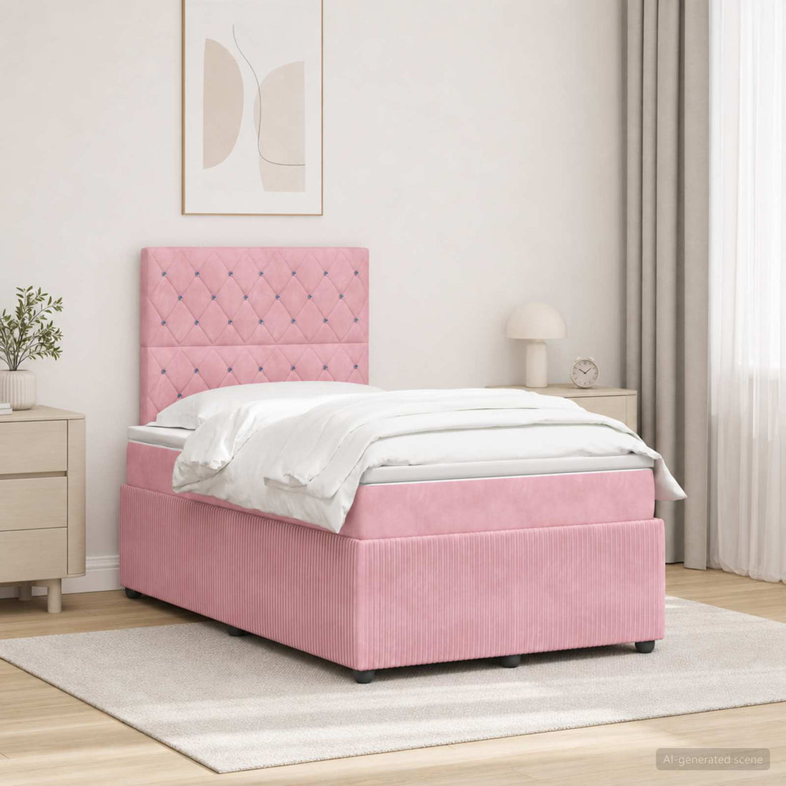 vidaXL Cama de muelles con LED y colchón Rosa 120 x 200 cm Terciopelo