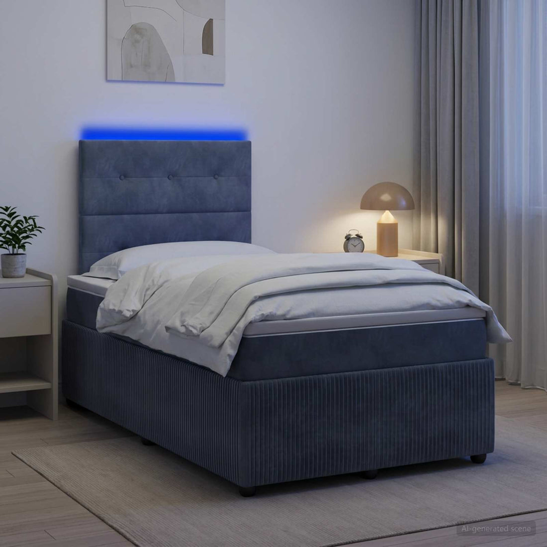 vidaXL Cama de muelles con LED y colchón Gris oscuro 120 x 200 cm