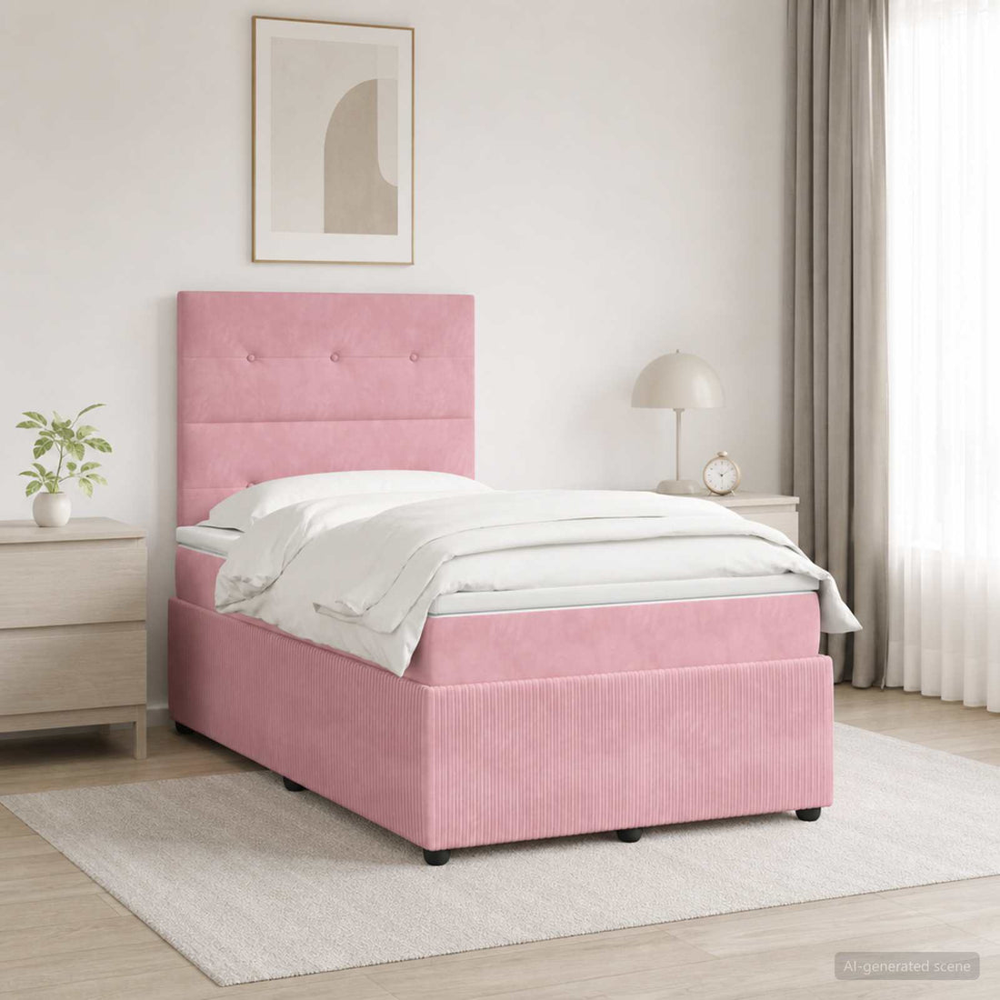 vidaXL Cama de muelles con LED y colchón Rosa 120 x 190 cm Terciopelo