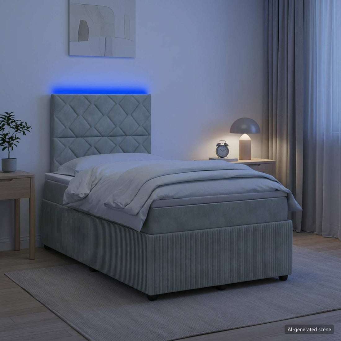 vidaXL Cama de muelles con LED y colchón Gris Claro 120 x 200 cm