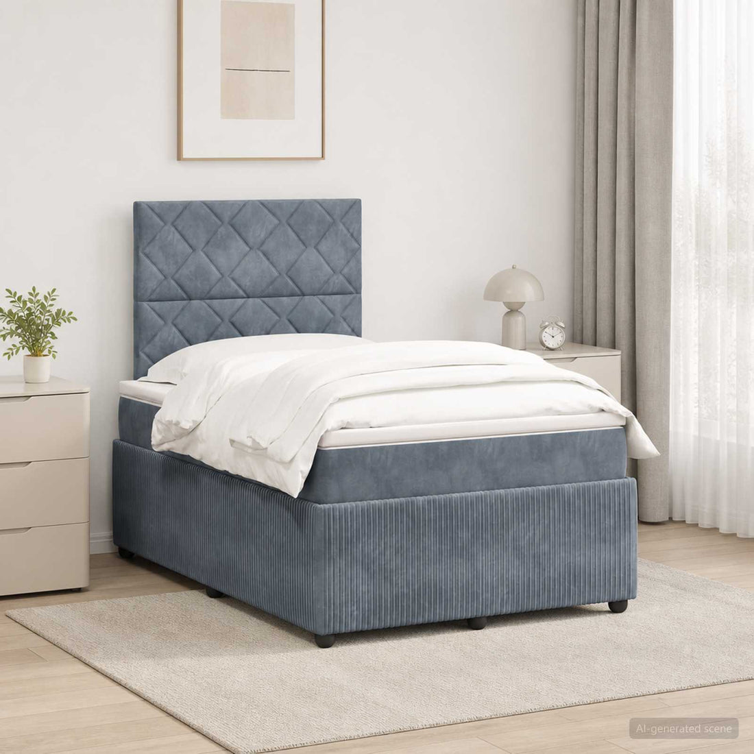 vidaXL Cama de muelles con LED y colchón Gris oscuro 120 x 190 cm