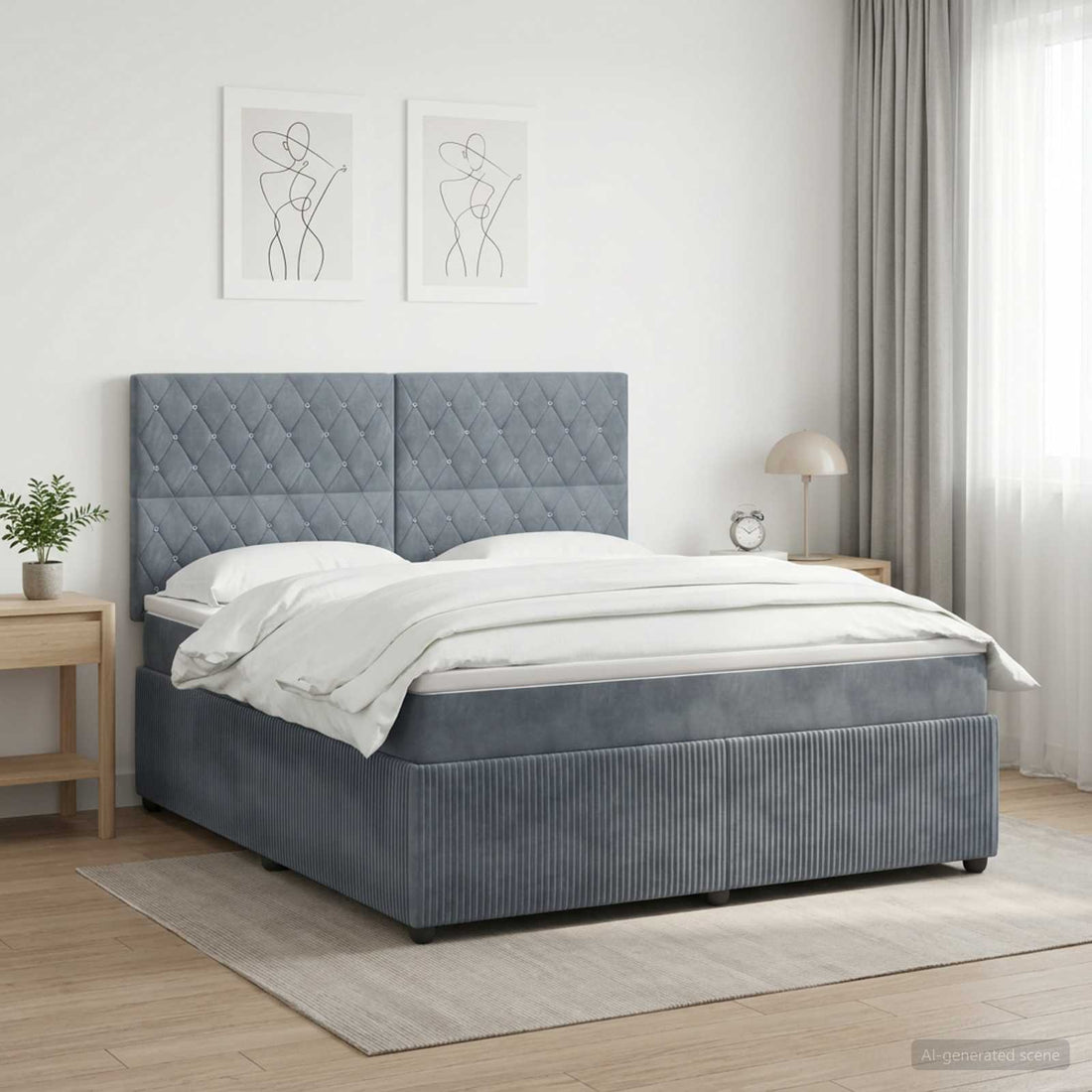 vidaXL Cama de muelles con LED y colchón Gris oscuro 180 x 200 cm