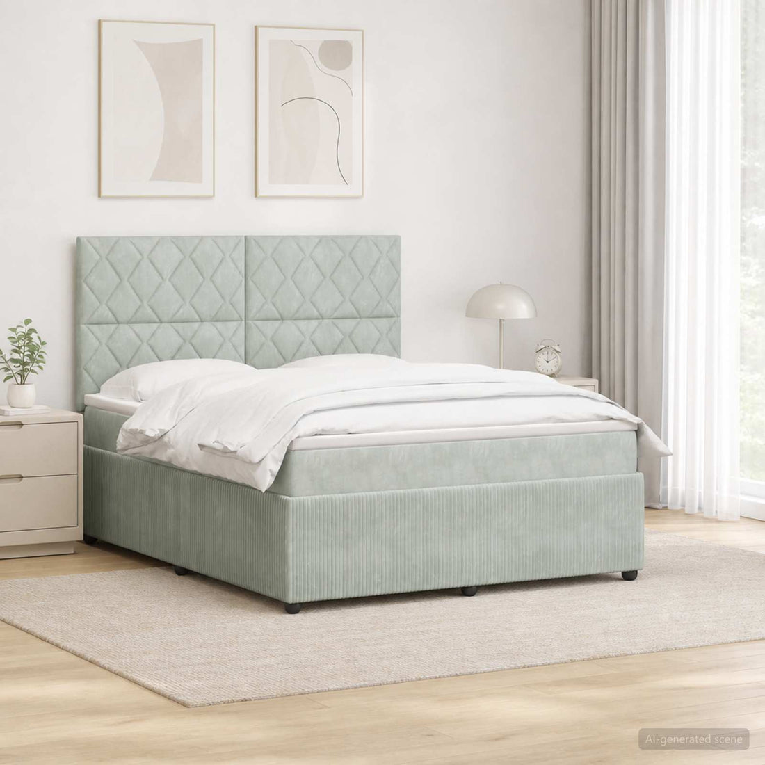 vidaXL Cama de muelles con LED y colchón Gris Claro 140 x 190 cm