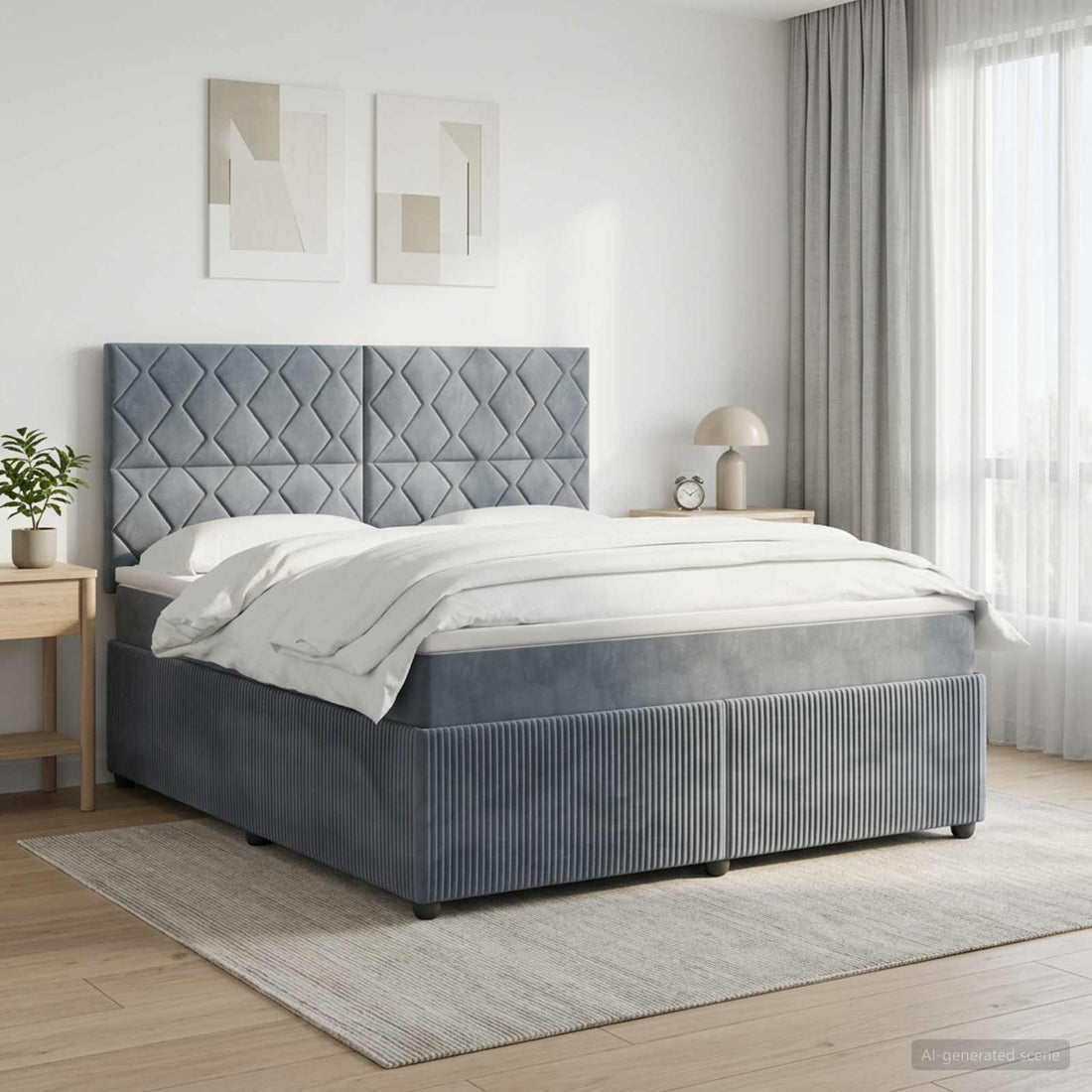 vidaXL Cama de muelles con LED y colchón Gris oscuro 140 x 190 cm