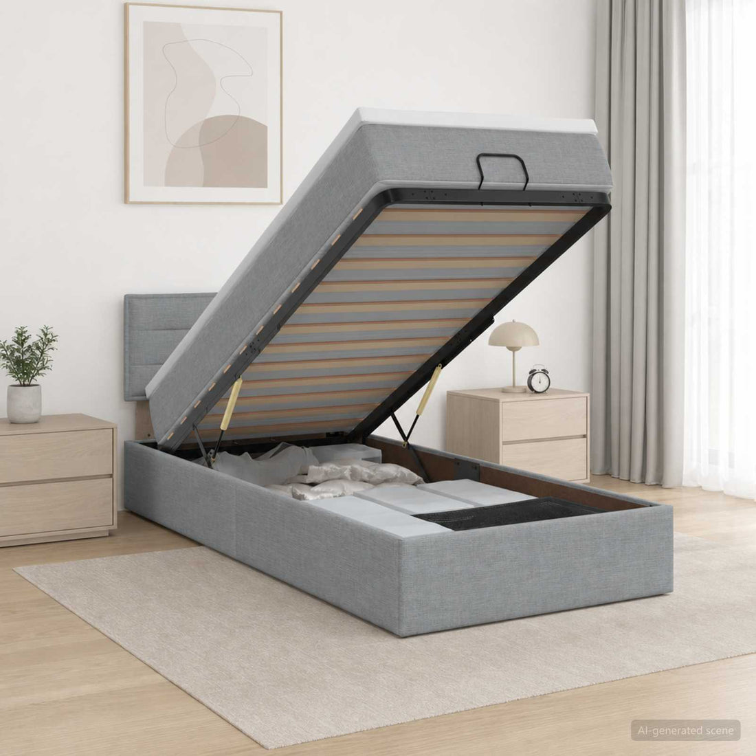 vidaXL Cama otomana con colchón Gris Claro 80 x 200 cm Tela