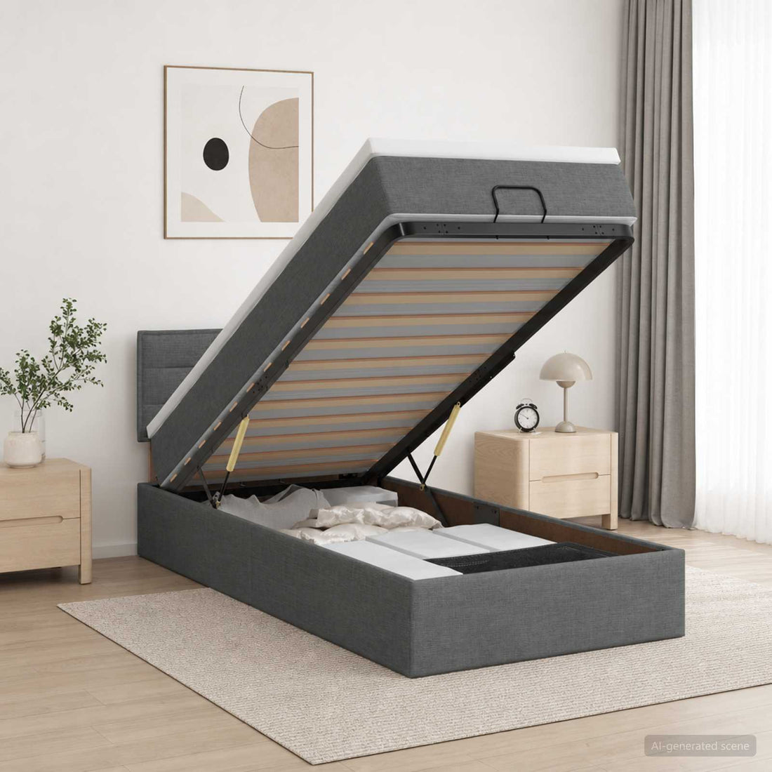 vidaXL Cama otomana con colchón Gris oscuro 80 x 200 cm Tela