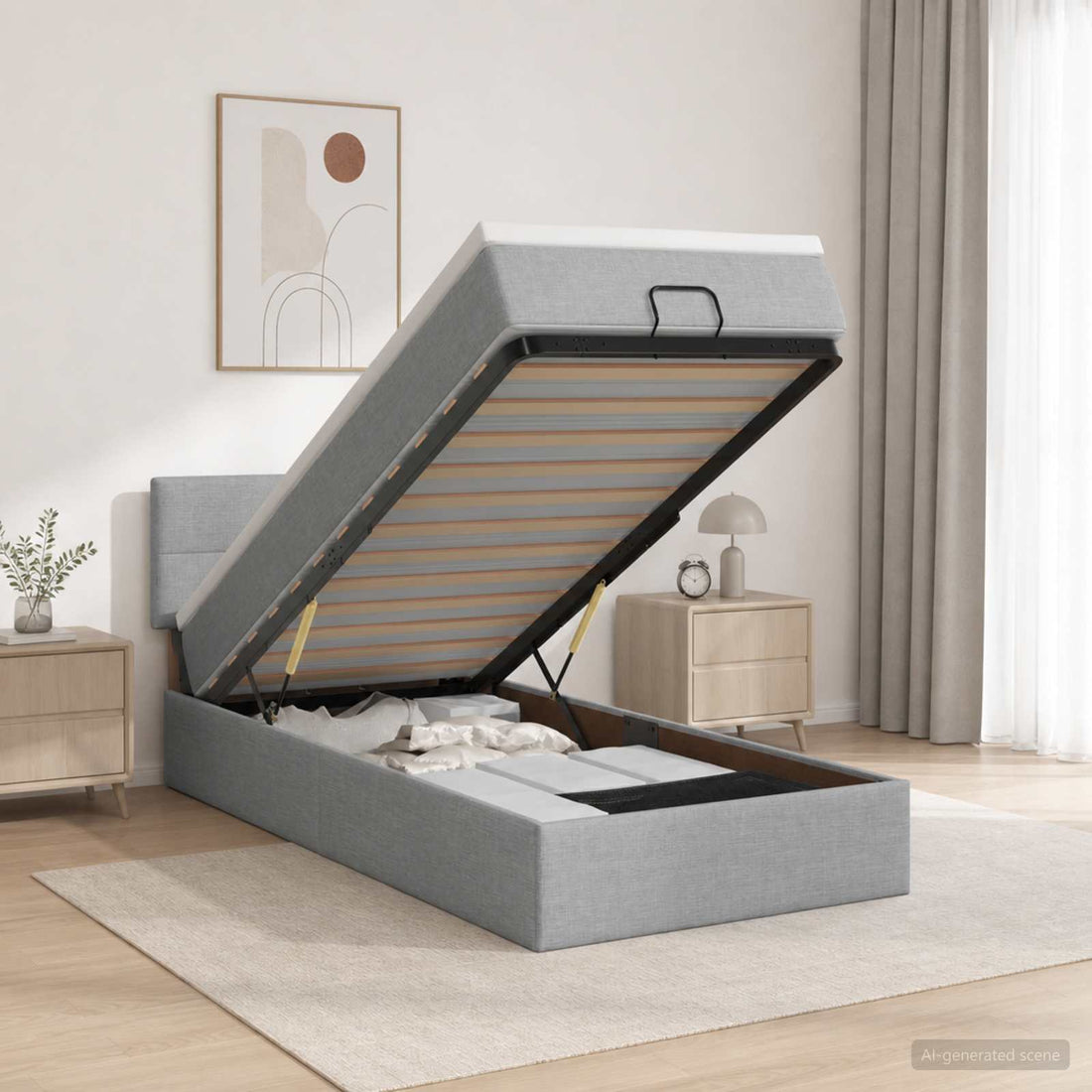 vidaXL Cama otomana con colchón Gris Claro 80 x 200 cm Tela