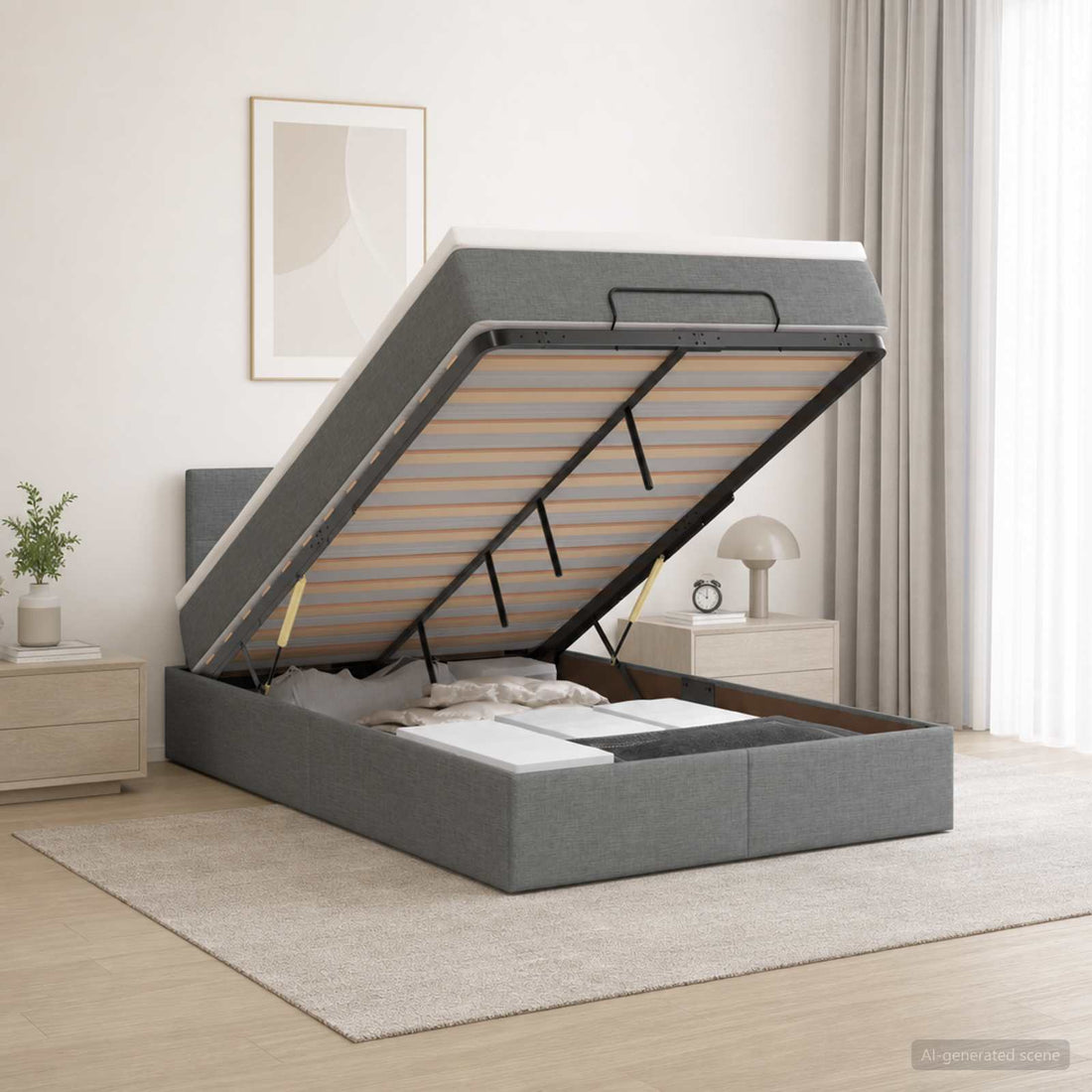 vidaXL Cama tipo otomana con colchón y LED Gris oscuro 120 x 190 cm