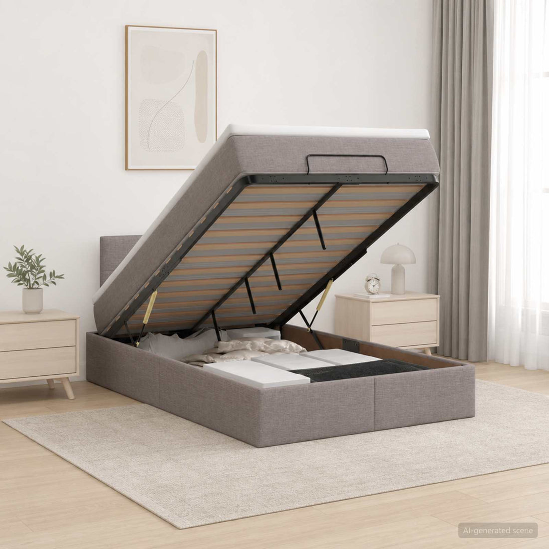 vidaXL Cama otomana con colchón con cabecera Topo 120 x 200 cm Tela