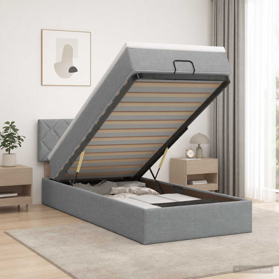 vidaXL Cama otomana con colchón Gris Claro 80 x 200 cm Tela