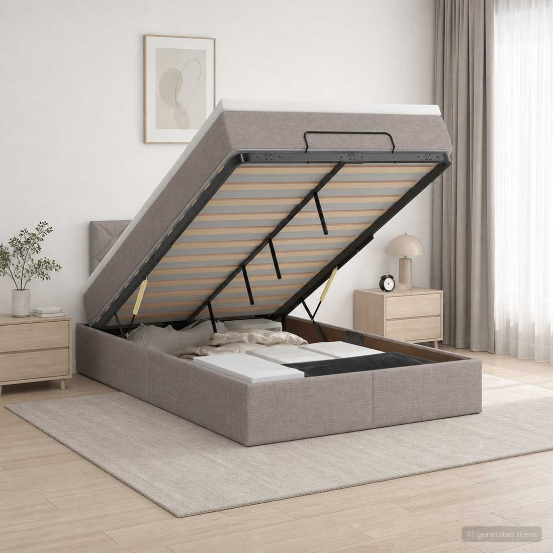 vidaXL Cama otomana con colchón con cabecera Topo 120 x 200 cm Tela