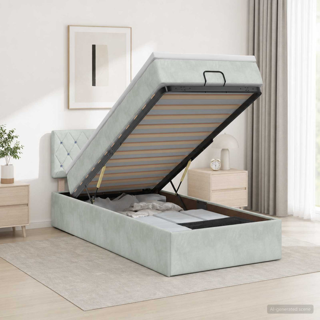 vidaXL Cama otomana con colchón Gris Claro 80 x 200 cm Terciopelo