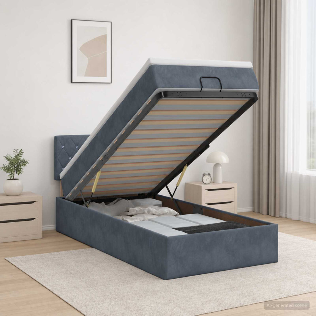 vidaXL Cama otomana con colchón Gris oscuro 90 x 200 cm Terciopelo