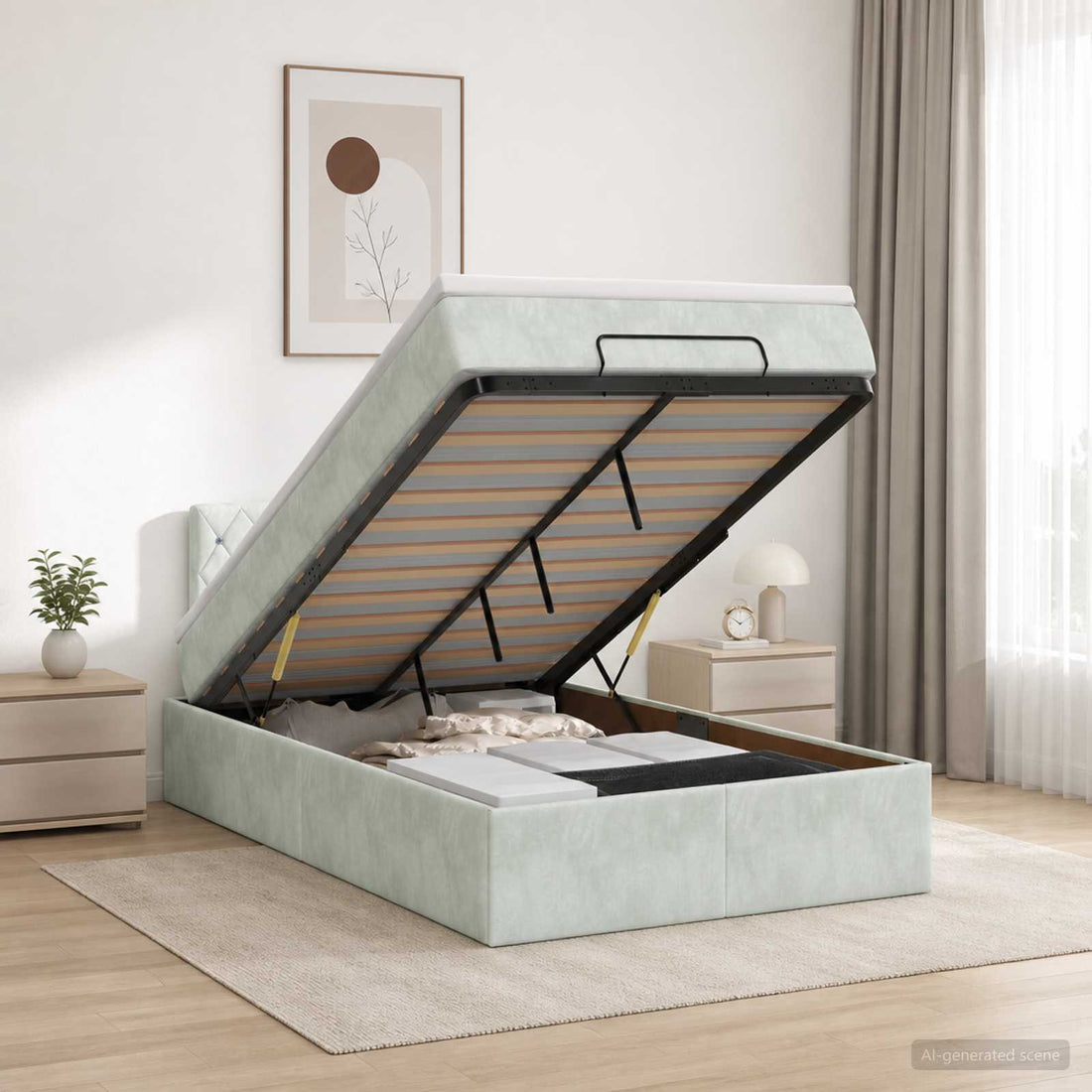 vidaXL Cama otomana con colchón Gris Claro 120 x 200 cm Terciopelo