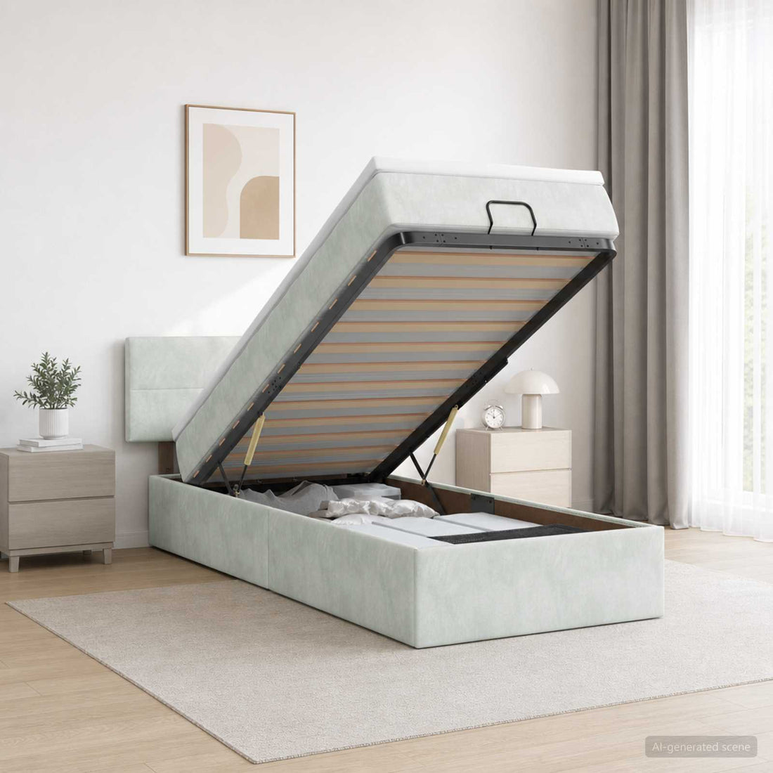 vidaXL Cama otomana con colchón Gris Claro 80 x 200 cm Terciopelo