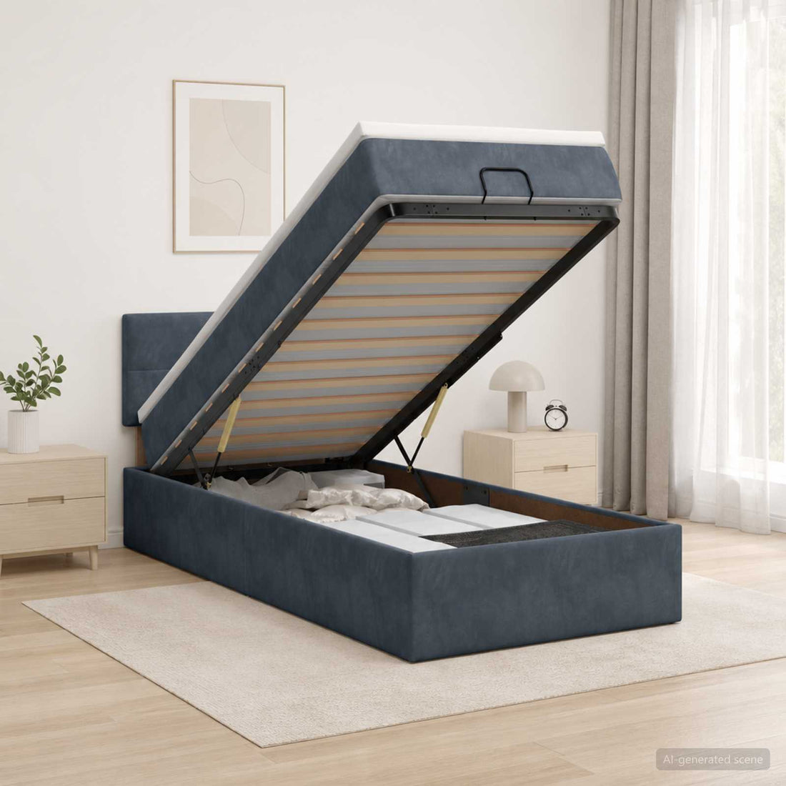 vidaXL Cama otomana con colchón Gris oscuro 90 x 190 cm Terciopelo