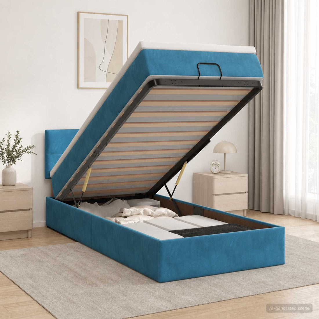 vidaXL Cama otomana con colchón Azul Oscuro 80 x 200 cm Terciopelo