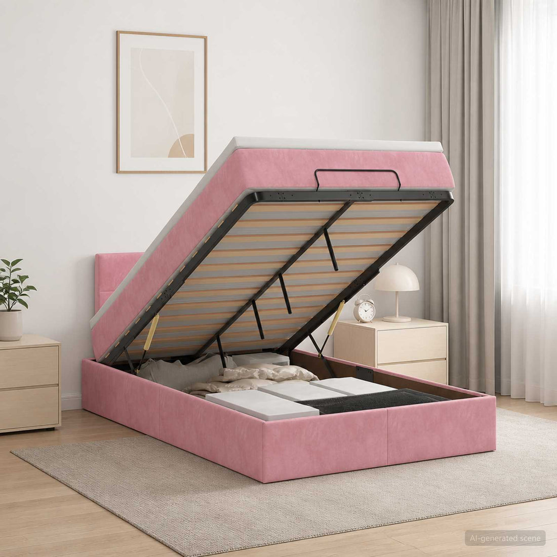 vidaXL Cama otomana con colchón Rosa 120 x 190 cm Terciopelo