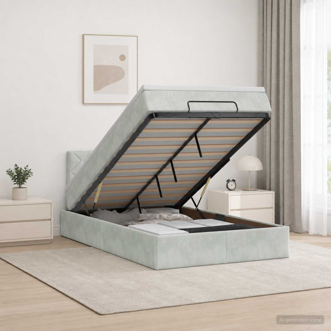 vidaXL Cama otomana con colchón Gris Claro 120 x 200 cm Terciopelo