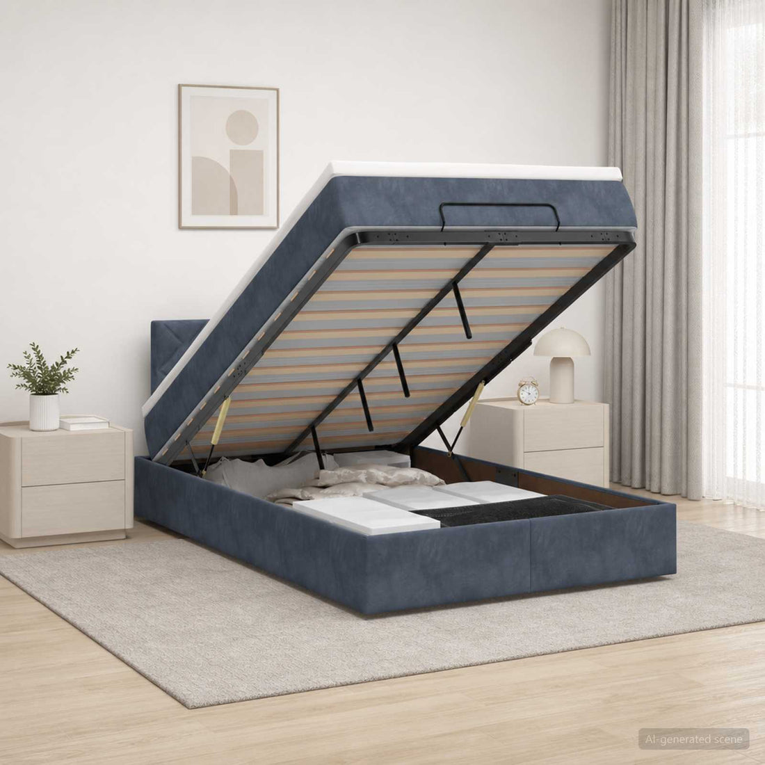 vidaXL Cama tipo otomana con colchón y LED Gris oscuro 120 x 190 cm