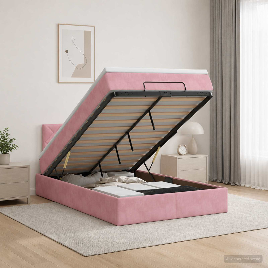 vidaXL Cama otomana con colchón Rosa 120 x 200 cm Terciopelo