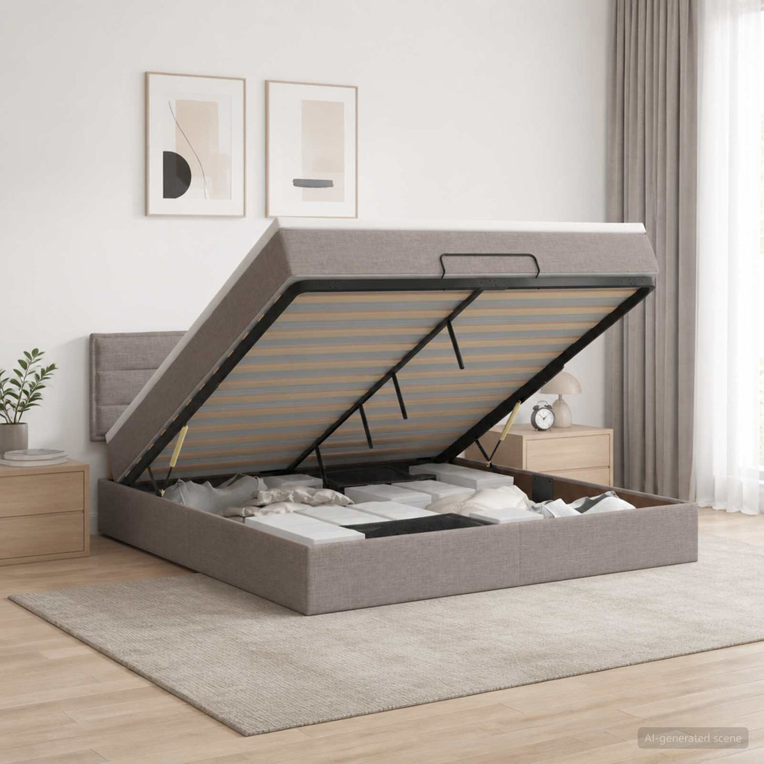 vidaXL Cama otomana con colchón con cabecera Topo 140 x 190 cm Tela