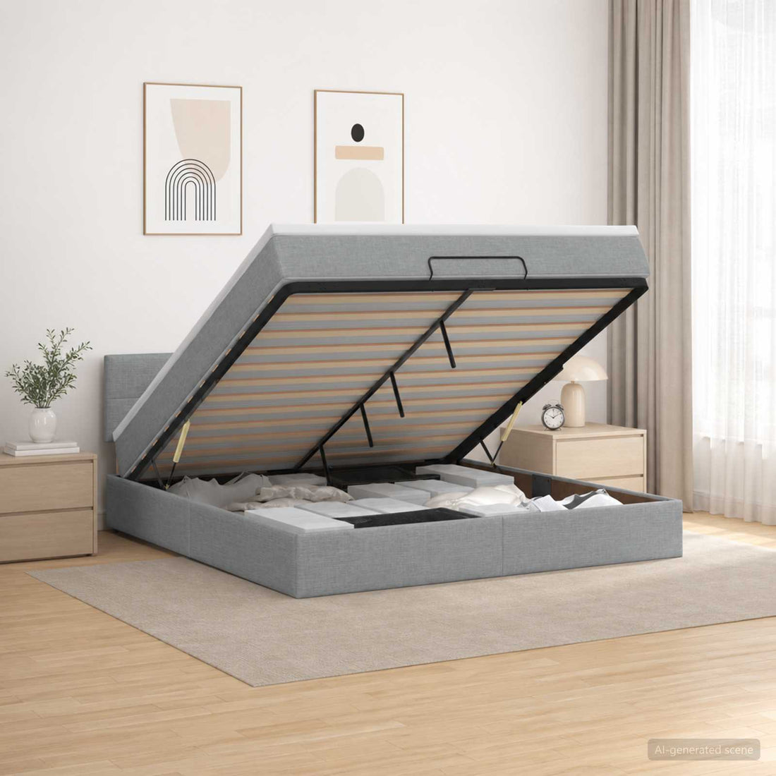 vidaXL Cama otomana con colchón Gris Claro 140 x 190 cm Tela