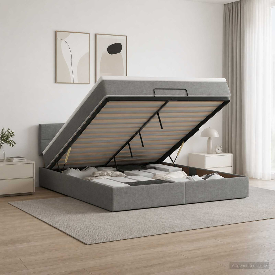 vidaXL Cama otomana con colchón Gris oscuro 140 x 190 cm Tela