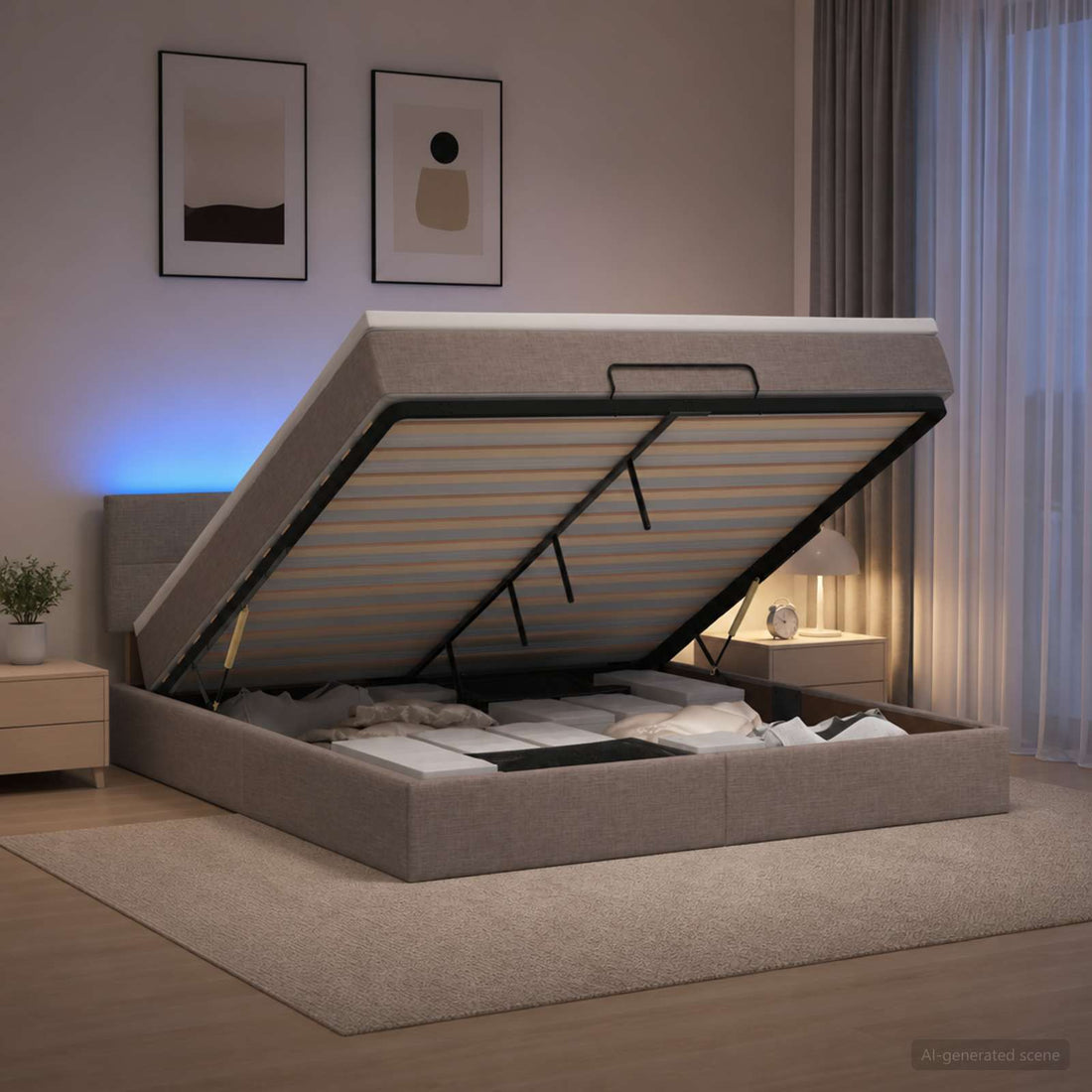 vidaXL Cama tipo otomana con colchón y LED Topo 140 x 200 cm Tela