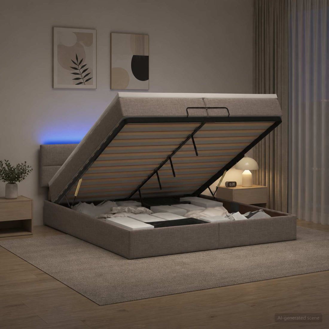 vidaXL Cama tipo otomana con colchón y LED Topo 200 x 200 cm Tela