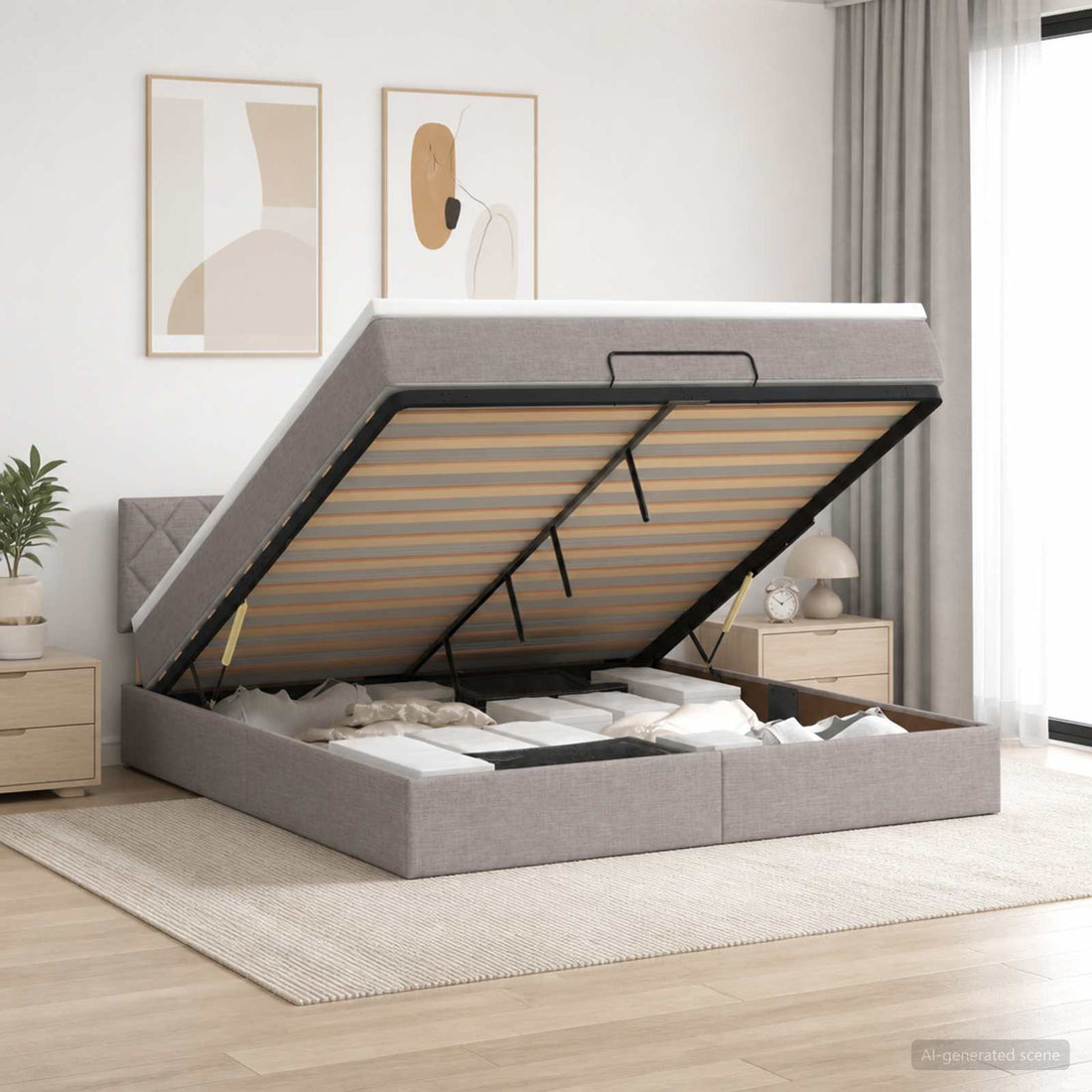vidaXL Cama otomana con colchón con cabecera Topo 140 x 190 cm Tela