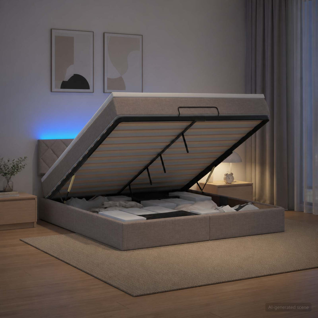 vidaXL Cama tipo otomana con colchón y LED Topo 180 x 200 cm Tela