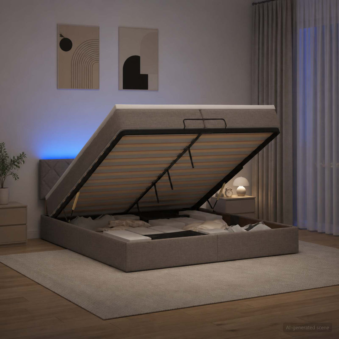 vidaXL Cama tipo otomana con colchón y LED Topo 200 x 200 cm Tela