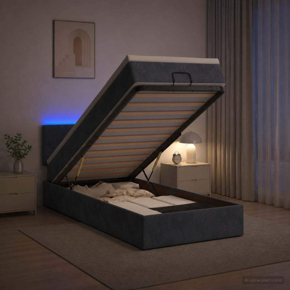vidaXL Cama tipo otomana con colchón y LED Gris oscuro 80 x 200 cm