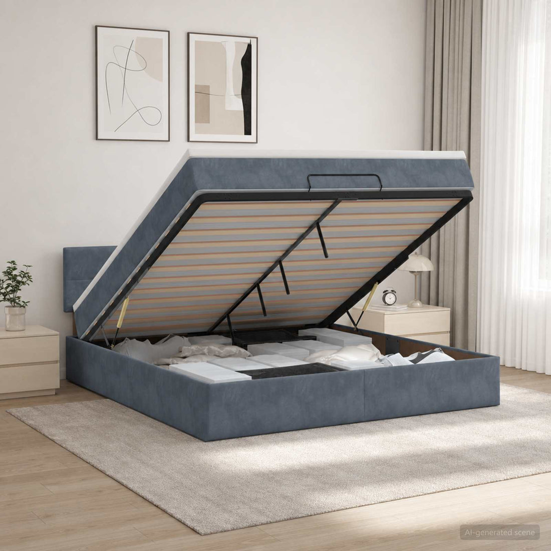 vidaXL Cama otomana con colchón Gris oscuro 160 x 200 cm Terciopelo